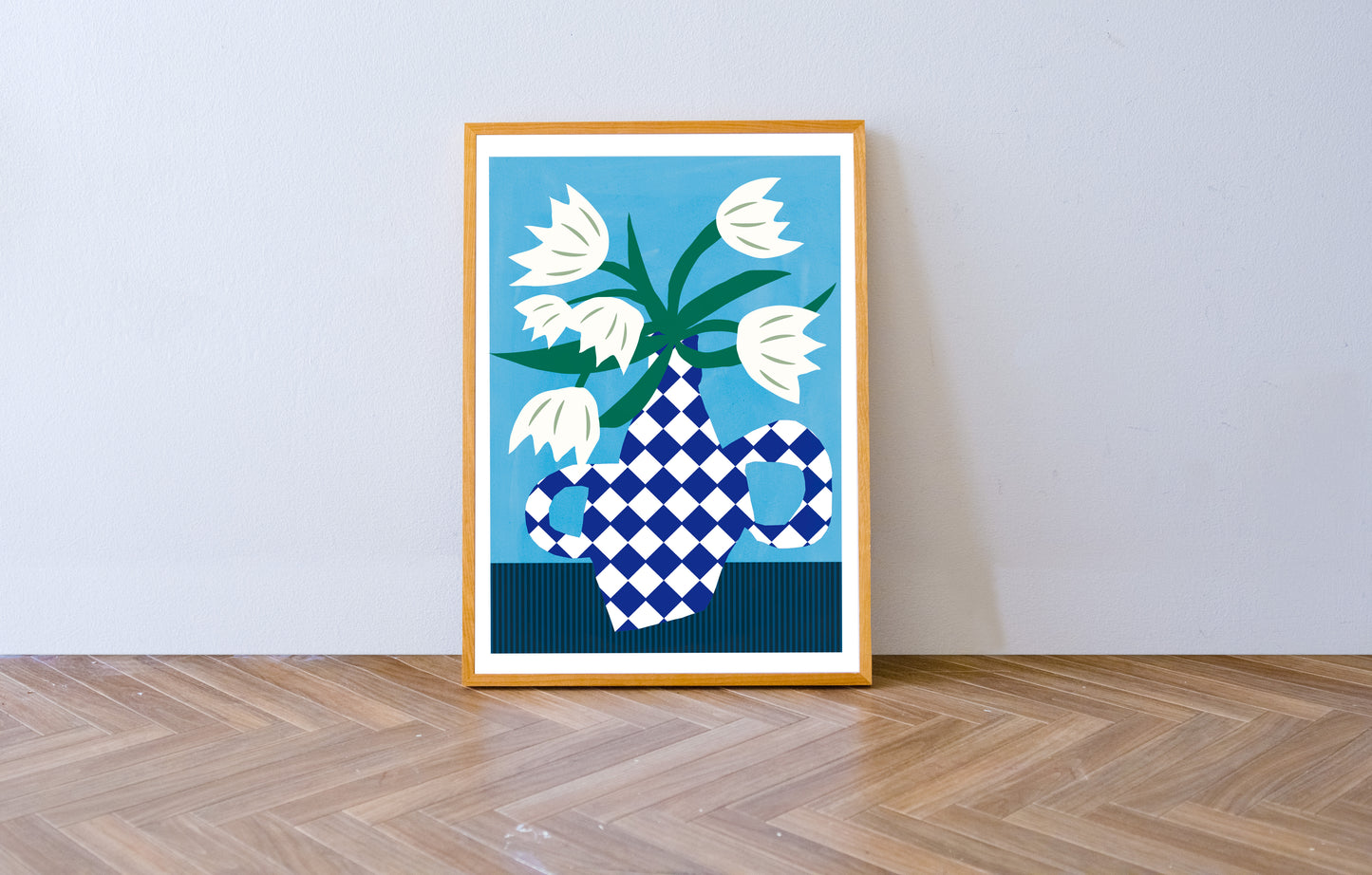 Flower pot (check blue)